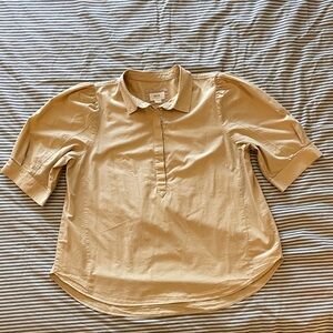 Anthropologie Maeve Golden Wheat Poplin Cotton Blouse XL